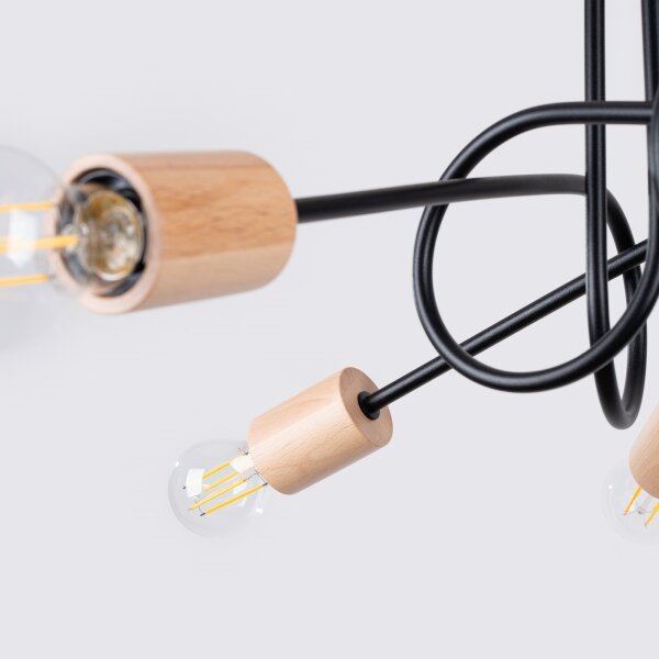 Lustră aplicată Sollux SL.1478 EMBER 5xE27/15W/230V negru/bej/fag