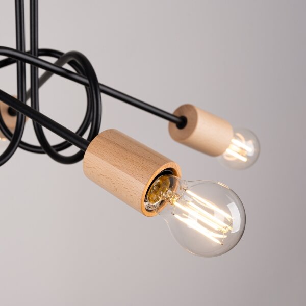 Lustră aplicată Sollux SL.1478 EMBER 5xE27/15W/230V negru/bej/fag