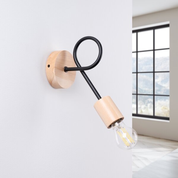 Lampă de perete Sollux SL.1476 EMBER 1xE27/15W/230V negru/bej/fag