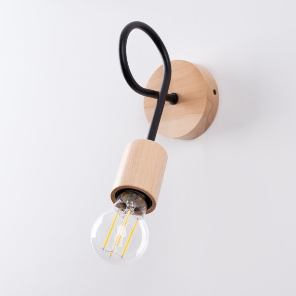 Lampă de perete Sollux SL.1476 EMBER 1xE27/15W/230V negru/bej/fag