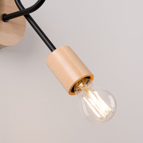 Lampă de perete Sollux SL.1476 EMBER 1xE27/15W/230V negru/bej/fag
