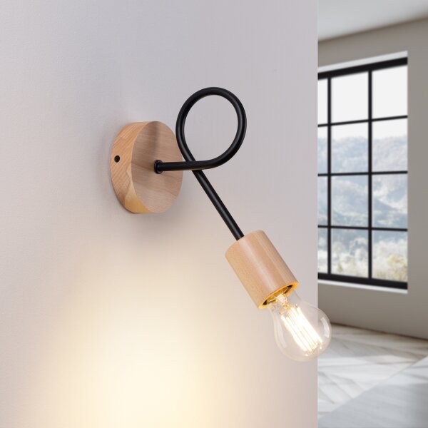 Lampă de perete Sollux SL.1476 EMBER 1xE27/15W/230V negru/bej/fag