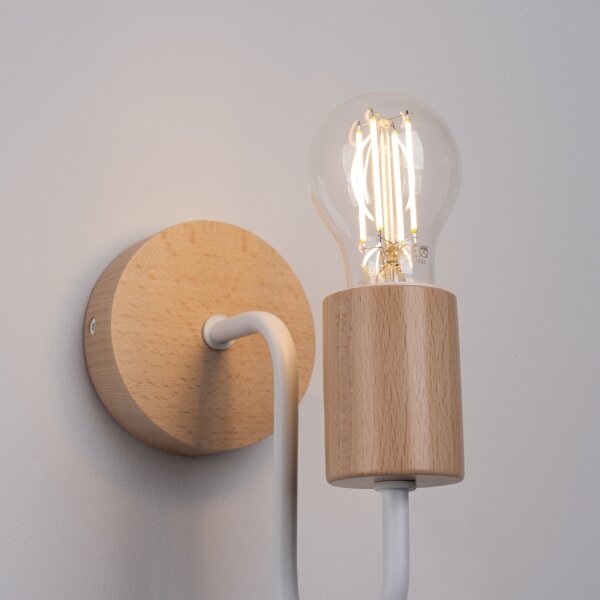 Lampă de perete Sollux SL.1664 TIMBO 1xE27/15W/230V alb/bej/fag