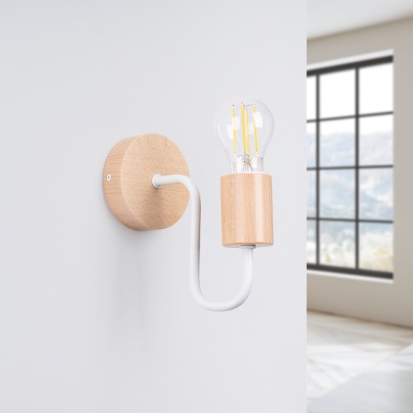Lampă de perete Sollux SL.1664 TIMBO 1xE27/15W/230V alb/bej/fag