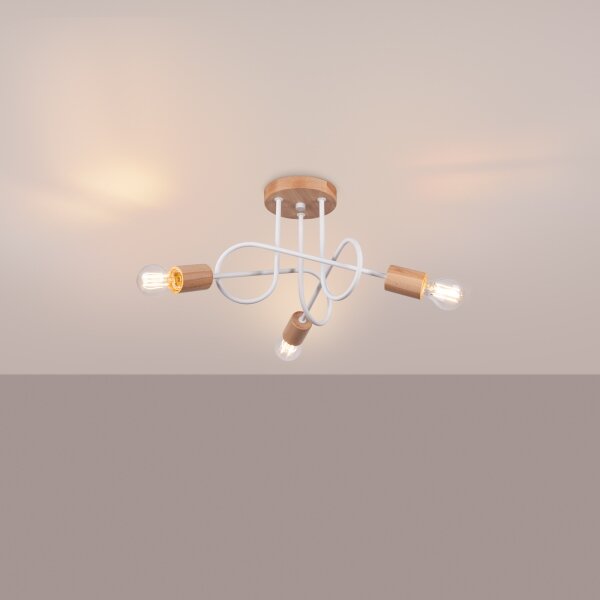 Lustră aplicată Sollux SL.1474 EMBER 3xE27/15W/230V alb/bej/fag