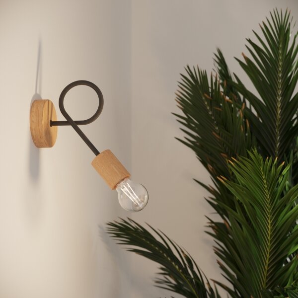 Lampă de perete Sollux SL.1476 EMBER 1xE27/15W/230V negru/bej/fag