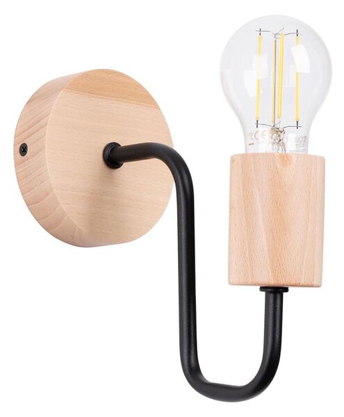 Lampă de perete Sollux SL.1668 TIMBO 1xE27/15W/230V negru/bej/fag