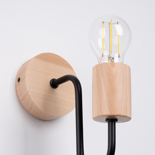 Lampă de perete Sollux SL.1668 TIMBO 1xE27/15W/230V negru/bej/fag