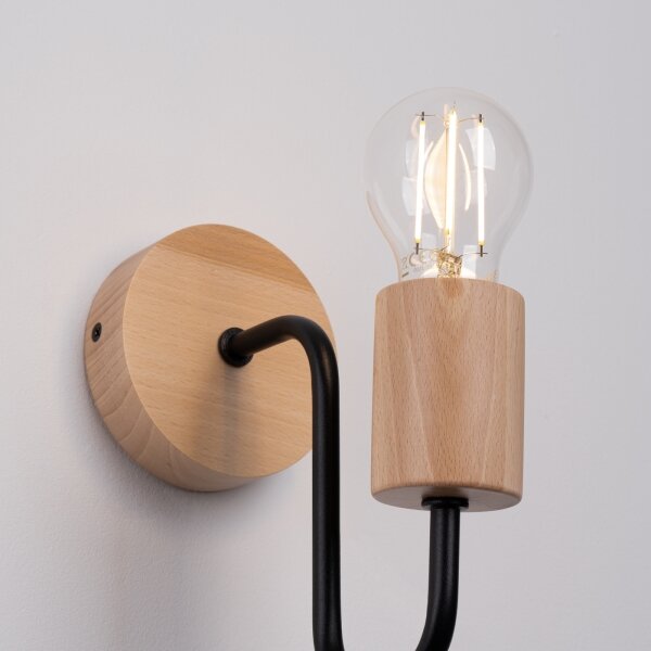 Lampă de perete Sollux SL.1668 TIMBO 1xE27/15W/230V negru/bej/fag