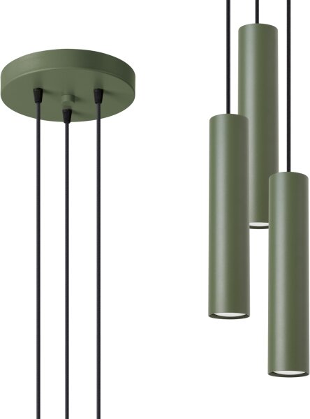 Lustră pe cablu Sollux SL.1487 LAGOS 3xGU10/10W/230V verde