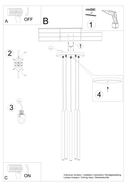 Lustră pe cablu Sollux SL.1516 PASTELO 5xG9/8W/230V crem