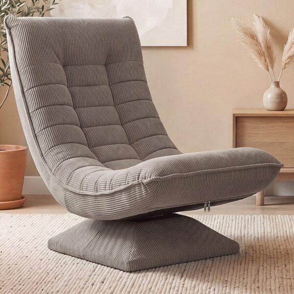 Șezlong ABERDEEN CORD, husă striată, 87×60×105 cm, gri-maro (taupe) Casaria
