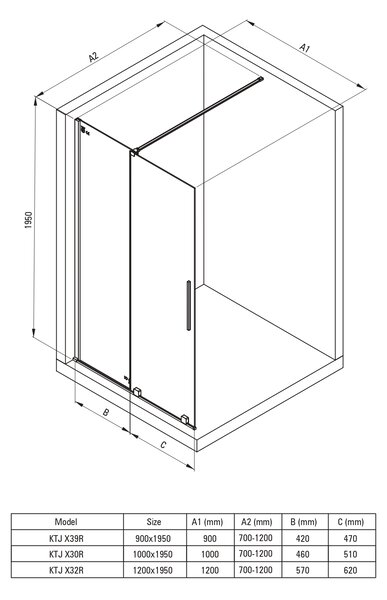 Deante Prizma perete cabină de duș walk-in 90 cm auriu periat/sticla transparentă KTJ_R39R