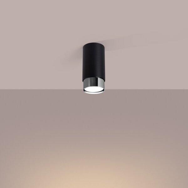 Spot Sollux SL.1408 NERO 1xGU10/10W/230V 12,5 cm negru/crom lucios