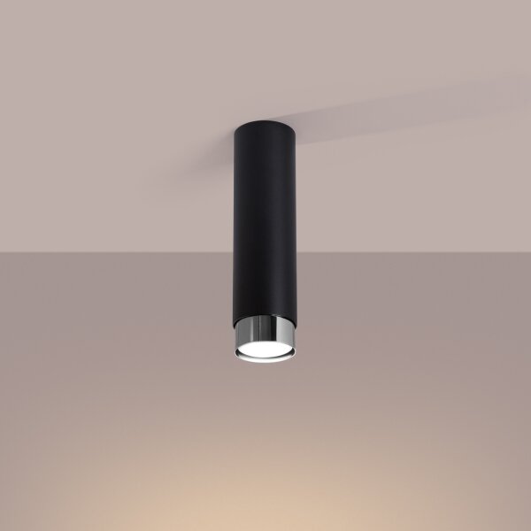 Spot Sollux SL.1409 NERO 1xGU10/10W/230V 22,5 cm negru/crom lucios