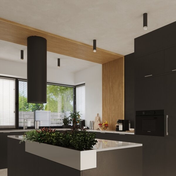 Spot Sollux SL.1409 NERO 1xGU10/10W/230V 22,5 cm negru/crom lucios