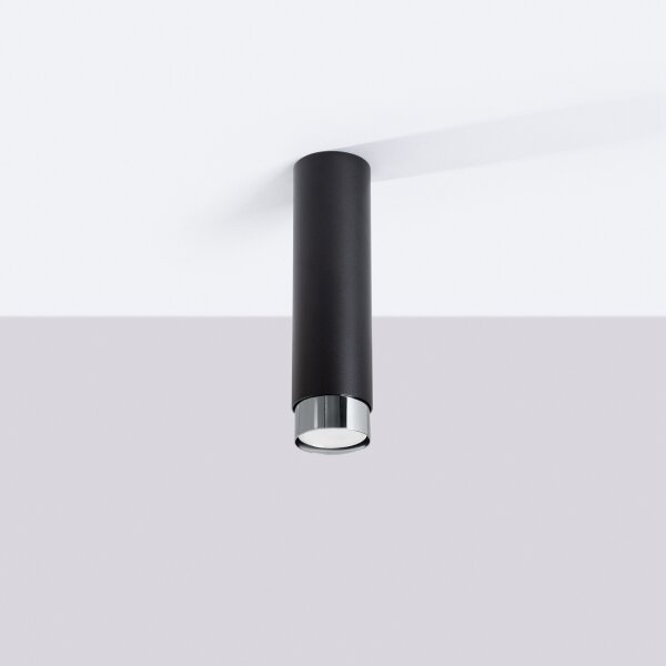 Spot Sollux SL.1409 NERO 1xGU10/10W/230V 22,5 cm negru/crom lucios