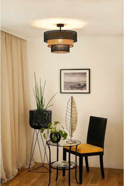 Brilagi - Lustr DAKOTA LUNETA 1xE27/15W/230V pr. 45 cm negru/ratan