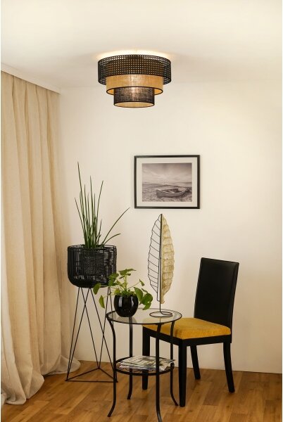 Brilagi - Lustr DAKOTA LUNETA 1xE27/15W/230V pr. 45 cm negru/ratan