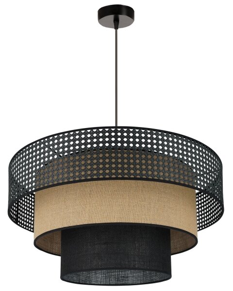 Brilagi - Lustr DAKOTA LUNETA 1xE27/15W/230V pr. 60 cm negru/ratan