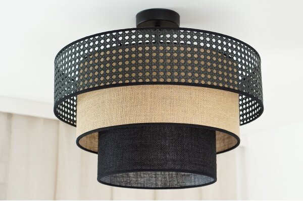 Brilagi - Lustr DAKOTA LUNETA 1xE27/15W/230V pr. 45 cm negru/ratan