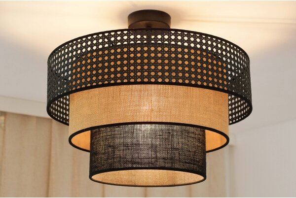 Brilagi - Lustr DAKOTA LUNETA 1xE27/15W/230V pr. 45 cm negru/ratan