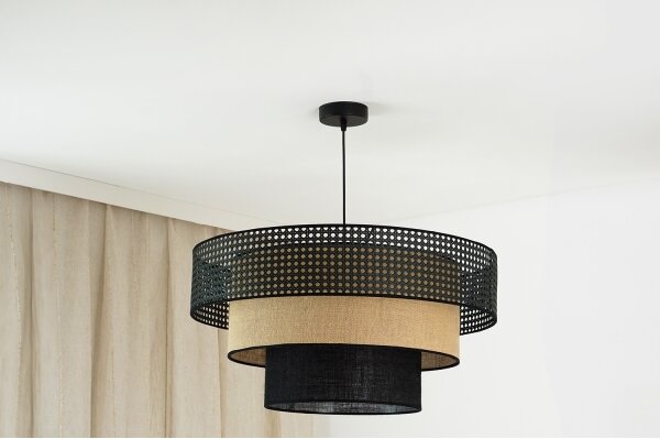 Brilagi - Lustr DAKOTA LUNETA 1xE27/15W/230V pr. 60 cm negru/ratan