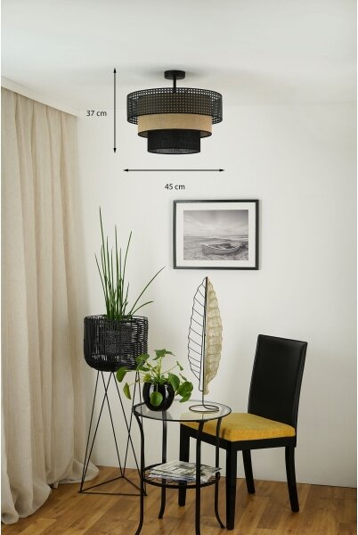 Brilagi - Lustr DAKOTA LUNETA 1xE27/15W/230V pr. 45 cm negru/ratan