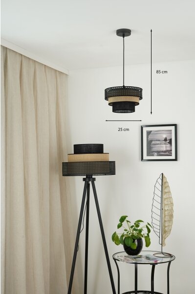 Brilagi - Lustr DAKOTA LUNETA 1xE27/15W/230V pr. 25 cm negru/ratan