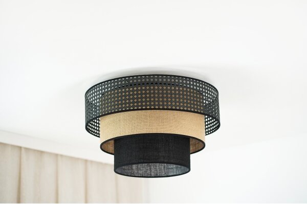 Brilagi - Lustr DAKOTA LUNETA 1xE27/15W/230V pr. 45 cm negru/ratan