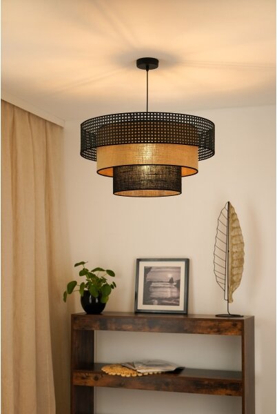 Brilagi - Lustr DAKOTA LUNETA 1xE27/15W/230V pr. 60 cm negru/ratan