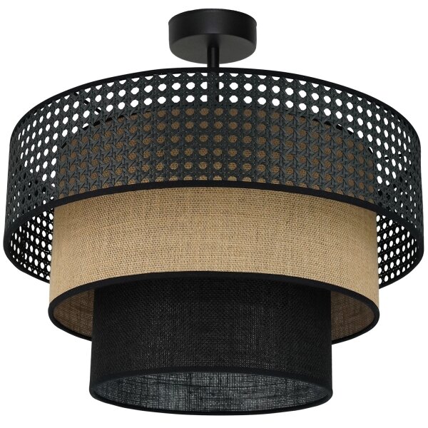 Brilagi - Lustr DAKOTA LUNETA 1xE27/15W/230V pr. 45 cm negru/ratan