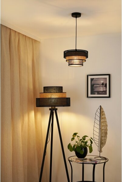 Brilagi - Lampă de podea DAKOTA LUNETA 1xE27/15W/230V negru/ratan