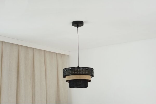 Brilagi - Lustr DAKOTA LUNETA 1xE27/15W/230V pr. 25 cm negru/ratan
