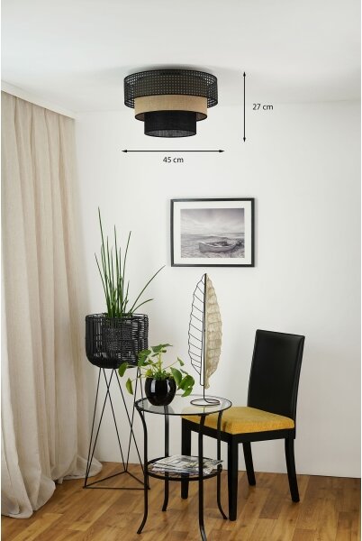 Brilagi - Lustr DAKOTA LUNETA 1xE27/15W/230V pr. 45 cm negru/ratan
