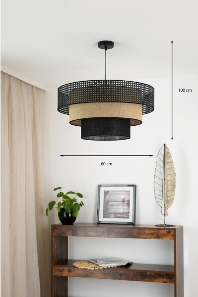 Brilagi - Lustr DAKOTA LUNETA 1xE27/15W/230V pr. 60 cm negru/ratan