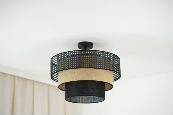 Brilagi - Lustr DAKOTA LUNETA 1xE27/15W/230V pr. 45 cm negru/ratan