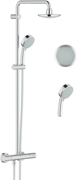 Grohe New Tempesta set de duș perete cu termostat cu duș de ploaie StarLight Chrome 27922000
