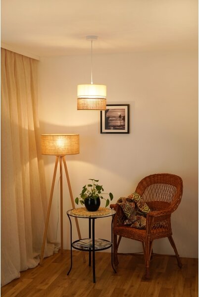 Brilagi - Candelabru pe cablu ROYAL YUTE 1xE27/15W/230V pr. 25 cm bej/crem