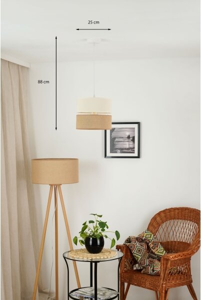 Brilagi - Candelabru pe cablu ROYAL YUTE 1xE27/15W/230V pr. 25 cm bej/crem