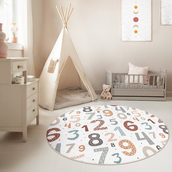 Covor de joacă pentru copii lavabil ø100 cm Happy Numbers – Mila Home
