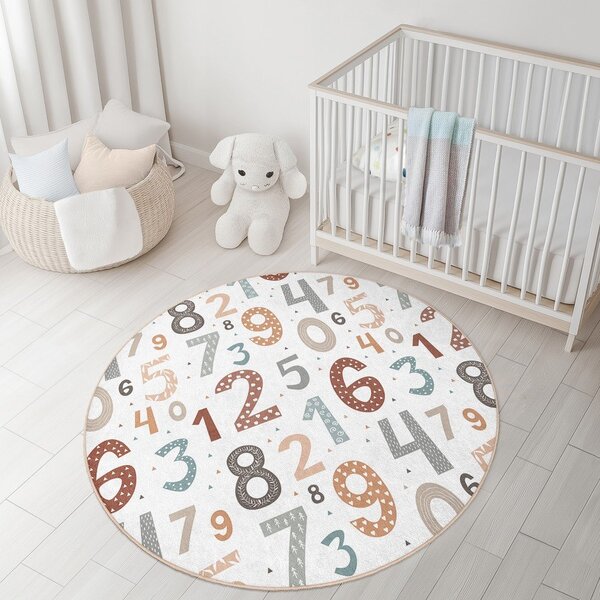 Covor de joacă pentru copii lavabil ø100 cm Happy Numbers – Mila Home