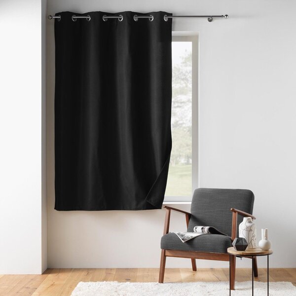 Draperie neagră termoizolantă/dimout (semi-opacă) din microfibră 135x180 cm Micropolar – douceur d'intérieur