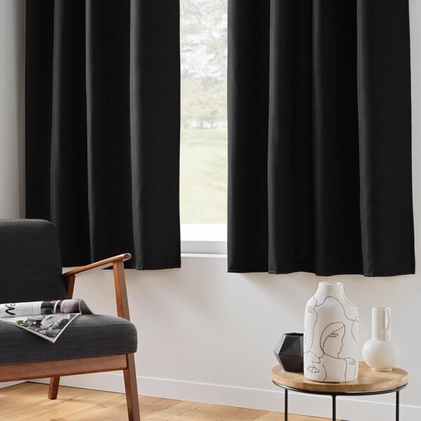 Draperie neagră termoizolantă/dimout (semi-opacă) din microfibră 135x180 cm Micropolar – douceur d'intérieur
