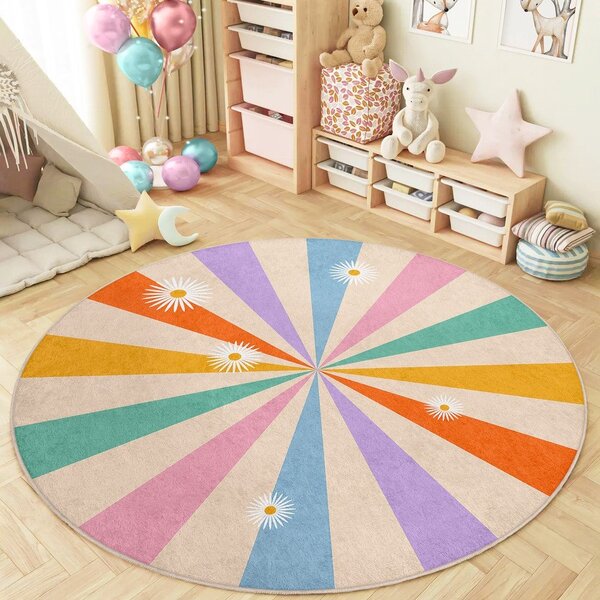 Covor pentru copii lavabil ø150 cm Rainbow Daisy – Mila Home