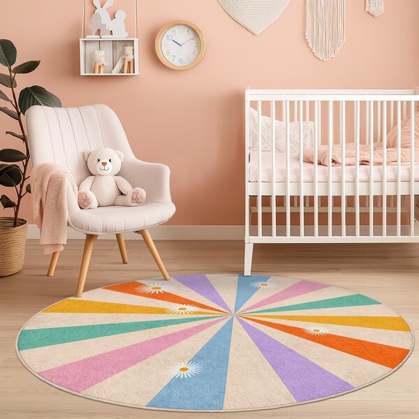 Covor pentru copii lavabil ø150 cm Rainbow Daisy – Mila Home