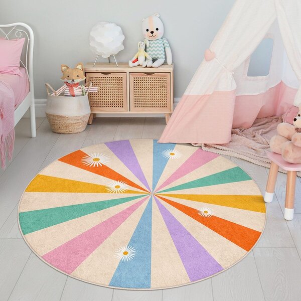 Covor pentru copii lavabil ø150 cm Rainbow Daisy – Mila Home