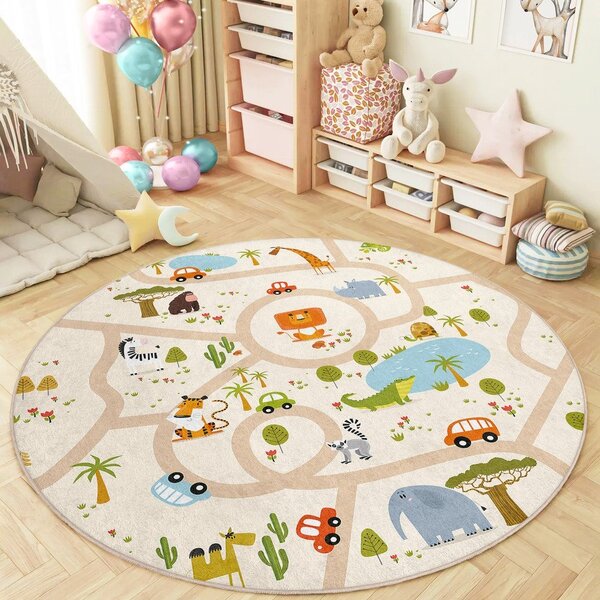 Covor de joacă pentru copii lavabil ø100 cm Savana Ride – Mila Home