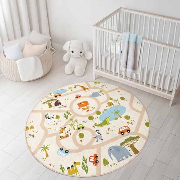 Covor de joacă pentru copii lavabil ø100 cm Savana Ride – Mila Home
