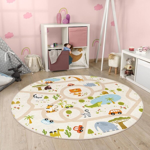 Covor de joacă pentru copii lavabil ø100 cm Savana Ride – Mila Home